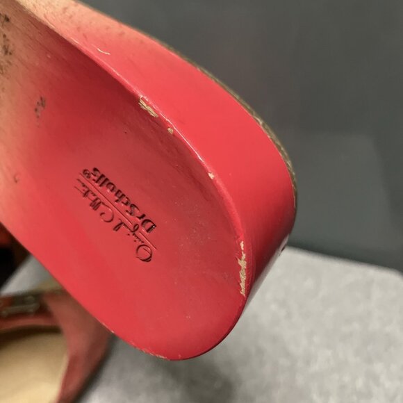 Dr Scholls Classic Original Collection Size 9 Wooden Sandals Red Ombré Leather - Picture 11 of 16